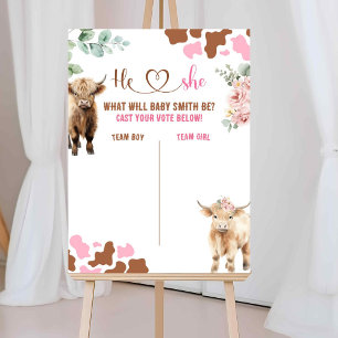 Heifer or Bull Cow Gender Reveal Voting board Poster