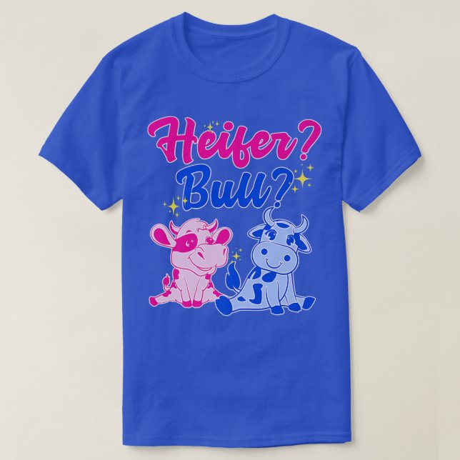 Heifer or Bull Gender Reveal Cow  T-Shirt (Design Front)