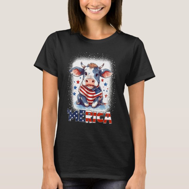 Heifer Patriotic Cow 4th of July Fireworks Moorica T-Shirt (Front)