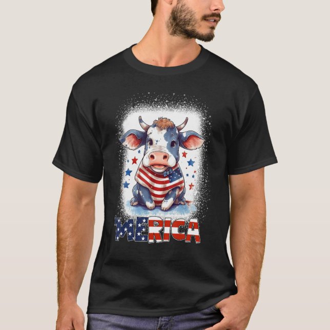 Heifer Patriotic Cow 4th of July Fireworks Moorica T-Shirt (Front)