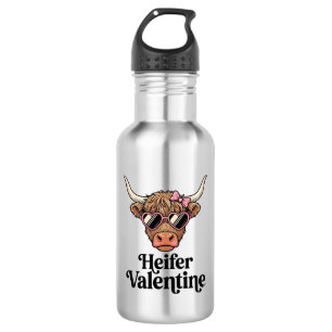 Heifer Valentine Highland Cow Vintage Design_1 532 Ml Water Bottle