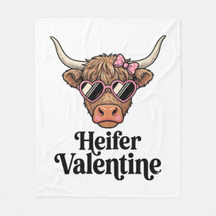 Heifer Valentine Highland Cow Vintage Design_1 Fleece Blanket