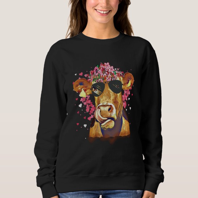Heifer Valentines Day Western Highland Cow  2 Sweatshirt (Front)