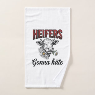Heifers Gonna Hate Funny Cow Vintage Engraving Tee Hand Towel
