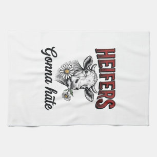 Heifers Gonna Hate Funny Cow Vintage Engraving Tee Tea Towel