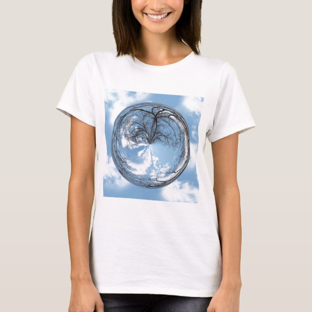 Heights of Heaven with  tree, clouds , sky, bubble T-Shirt (Front)