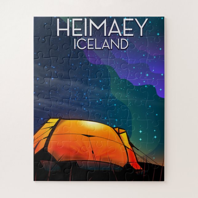 Heimaey, iceland, camping vacation poster. jigsaw puzzle (Vertical)