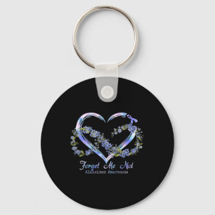Heimer Awareness Forget Me Not Infinity Heart Key Ring