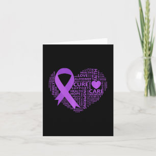 Heimer Awareness Heart Purple Ribbon Card