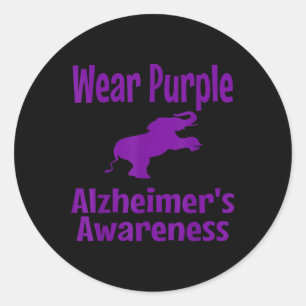 Heimer Awareness Purple Elephant Support Wear Purp Classic Round Sticker