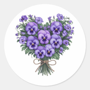 Heimer Purple Floral Pansy Dementia Heimers Awaren Classic Round Sticker