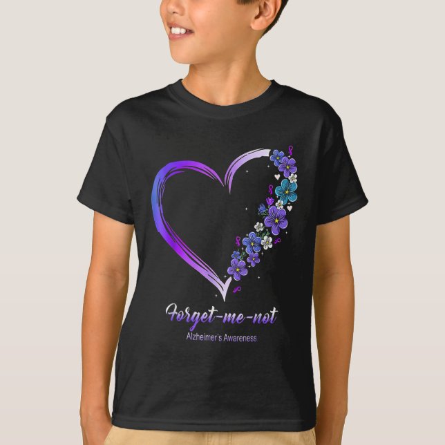 Heimer‘s Awareness Forget Me Not Heart Flowers Rib T-Shirt (Front)