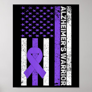 Heimer Warrior Usa Flag Heimers Awareness Purple Poster