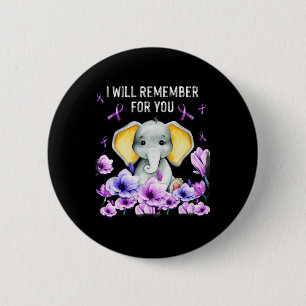 Heimerheimer Awareness Cute Elephant I Will Rememb 6 Cm Round Badge