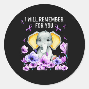 Heimerheimer Awareness Cute Elephant I Will Rememb Classic Round Sticker