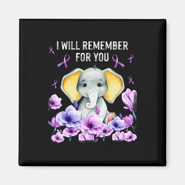 Heimerheimer Awareness Cute Elephant I Will Rememb Magnet (Front)