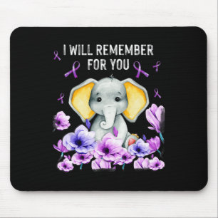 Heimerheimer Awareness Cute Elephant I Will Rememb Mouse Pad