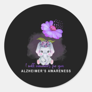Heimerheimer Awareness Cute Elephant I'll Remember Classic Round Sticker