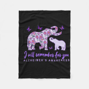 Heimerheimer Awareness Cute Elephant I'll Remember Fleece Blanket