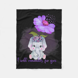Heimerheimer Awareness Cute Elephant I'll Remember Fleece Blanket