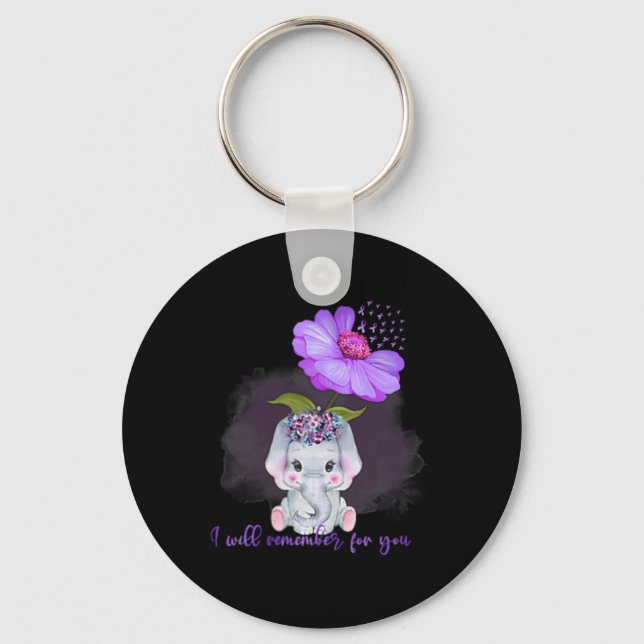 Heimerheimer Awareness Cute Elephant I'll Remember Key Ring (Front)