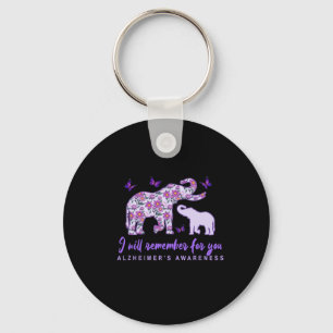 Heimerheimer Awareness Cute Elephant I'll Remember Key Ring