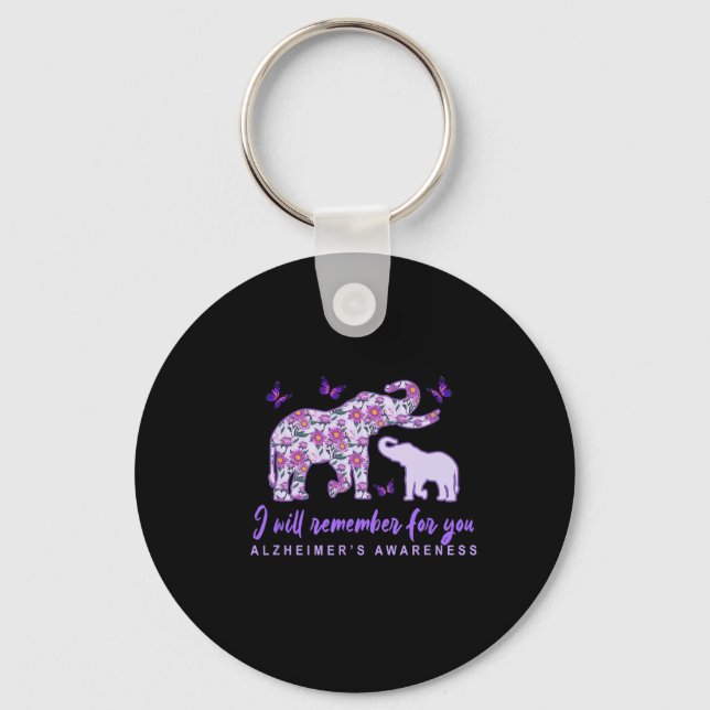 Heimerheimer Awareness Cute Elephant I'll Remember Key Ring (Front)
