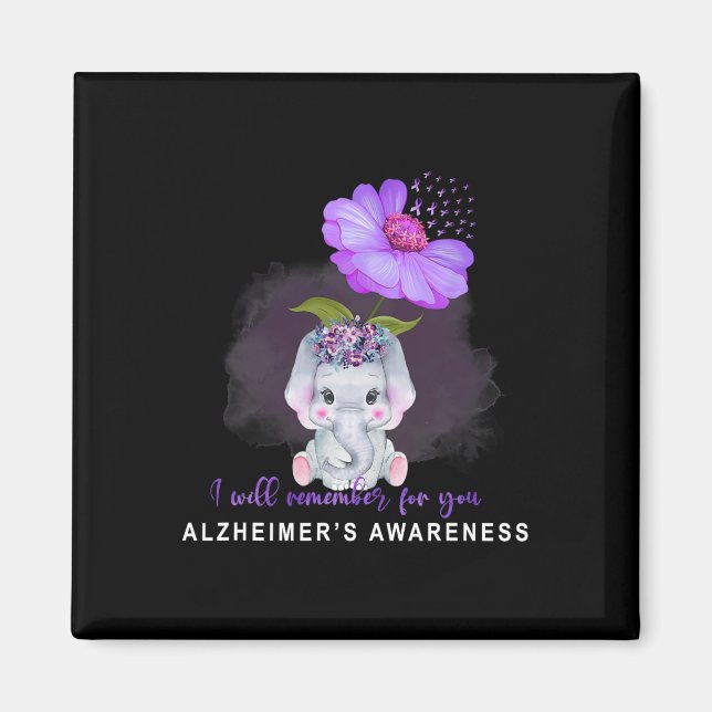 Heimerheimer Awareness Cute Elephant I'll Remember Magnet (Front)