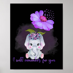 Heimerheimer Awareness Cute Elephant I'll Remember Poster