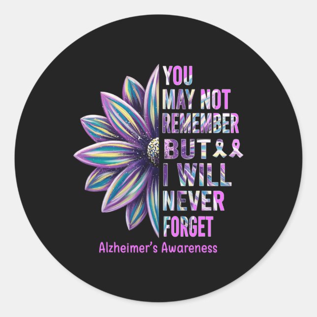 Heimerheimer Awareness Flower Remember Never Forge Classic Round Sticker (Front)
