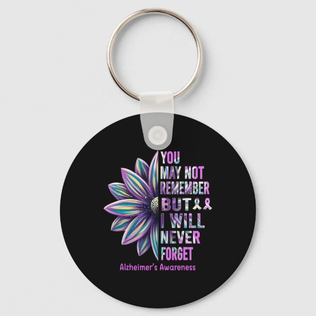 Heimerheimer Awareness Flower Remember Never Forge Key Ring (Front)