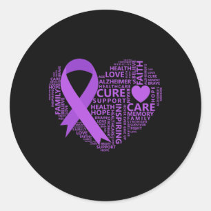 Heimerheimer Awareness Heart Purple Ribbon Classic Round Sticker