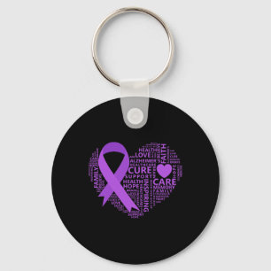Heimerheimer Awareness Heart Purple Ribbon Key Ring