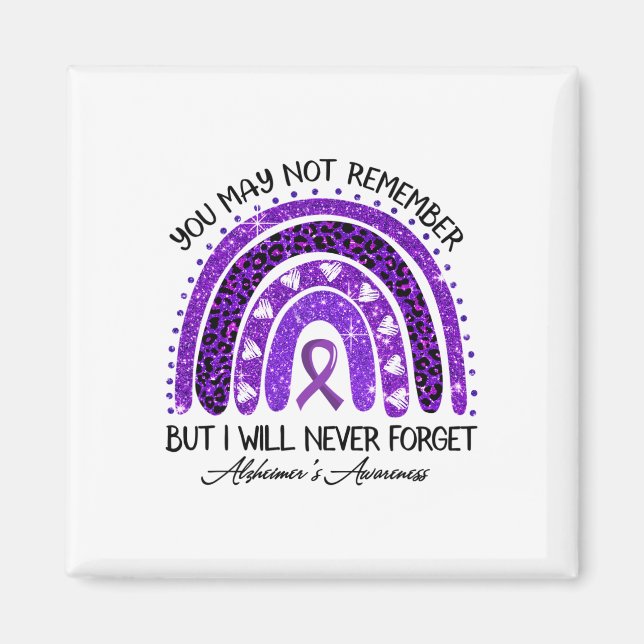 Heimerheimer Awareness Rainbow Will Never Forget P Magnet (Front)
