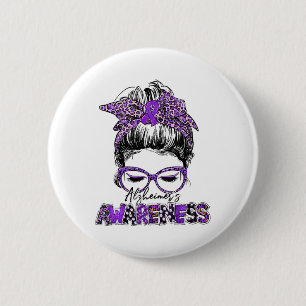 Heimerheimer Awareness Strong Purple Ribbon Women 6 Cm Round Badge