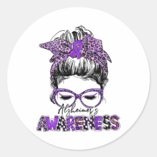 Heimerheimer Awareness Strong Purple Ribbon Women Classic Round Sticker