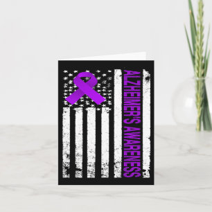 Heimerheimer Awareness - Usa Flag Purple Ribbon  Card