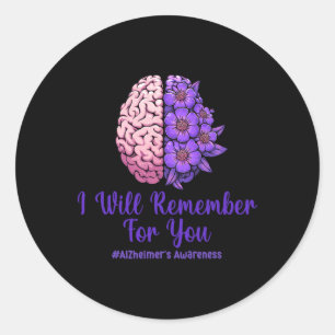Heimerheimer Purple Floral Brain I Will Remember F Classic Round Sticker
