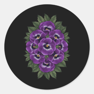Heimerheimer Purple Floral Pansy Dementia Heimerhe Classic Round Sticker