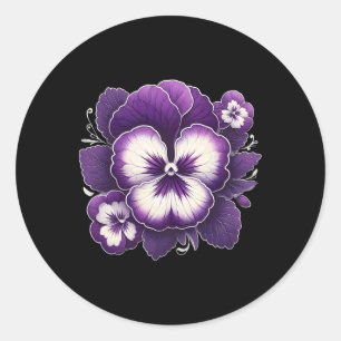 Heimerheimer Purple Floral Pansy Dementia Heimerhe Classic Round Sticker