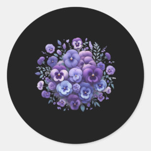Heimerheimer Purple Floral Pansy Dementia Heimerhe Classic Round Sticker