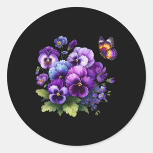 Heimerheimer Purple Floral Pansy Dementia Heimerhe Classic Round Sticker