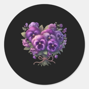 Heimerheimer Purple Floral Pansy Dementia Heimerhe Classic Round Sticker
