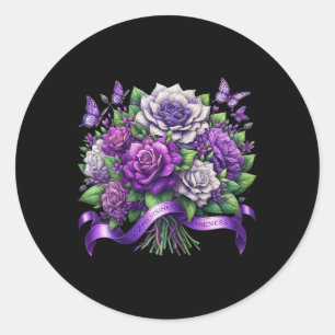 Heimerheimer Purple Floral Pansy Dementia Heimerhe Classic Round Sticker