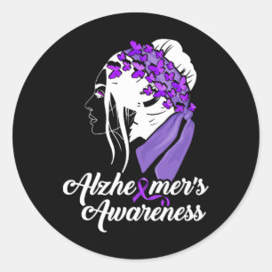 Heimerheimer´s Awareness Women Butterfly  Classic Round Sticker