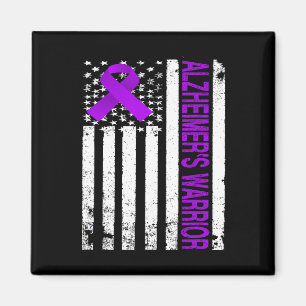 Heimerheimer Warrior Awareness - Usa Flag Purple R Magnet