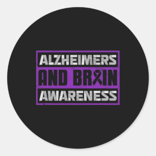 Heimerheimer's And Brain Awareness Unity Ribbon Classic Round Sticker