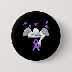 Heimerheimer's Awareness Angel Purple Ribbon Butte 6 Cm Round Badge