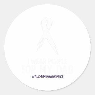 Heimerheimer's Awareness I Wear Purple For My Dad  Classic Round Sticker