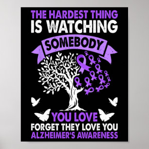 Heimerheimer's Awareness Love Support Purple Ribbo Poster